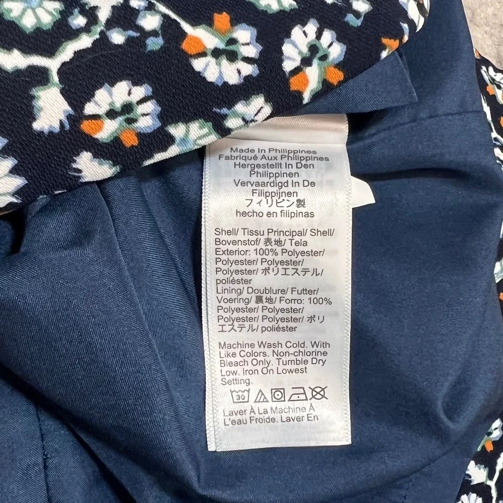 J.Crew Re-Imagined Navy Blue Floral Paisley Tie‎ Waist Shift Dress Size 2